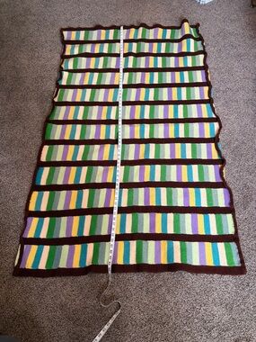 Colorful Striped Crochet Blanket - Multicolor